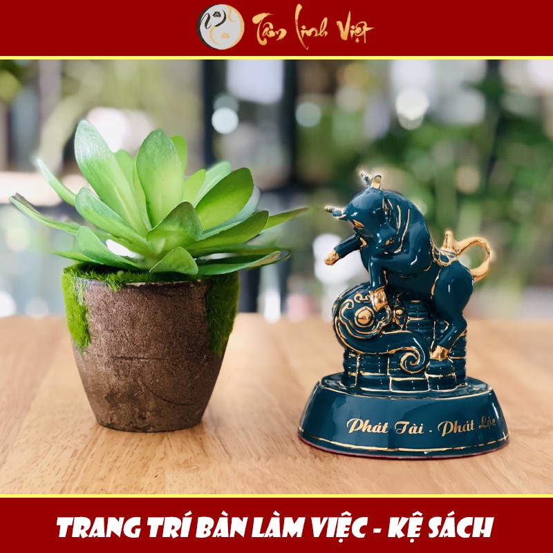 Tượng 12 Con Giáp Tuổi Sửu vật phẩm phong thuỷ - Vẽ hoạ tiết vàng thật