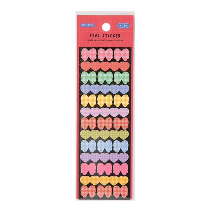 Set 2 Tấm Sticker ARTBOX Hàn Quốc Hình Trái Tim Và Nơ Ruy Băng Kẻ Sọc Ca Rô Màu Pastel Xinh Xắn