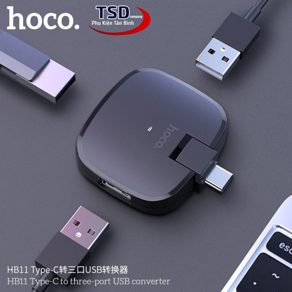 Hub USB Chuyển Cổng Type C Ra USB Hoco HB11 Chính Hãng