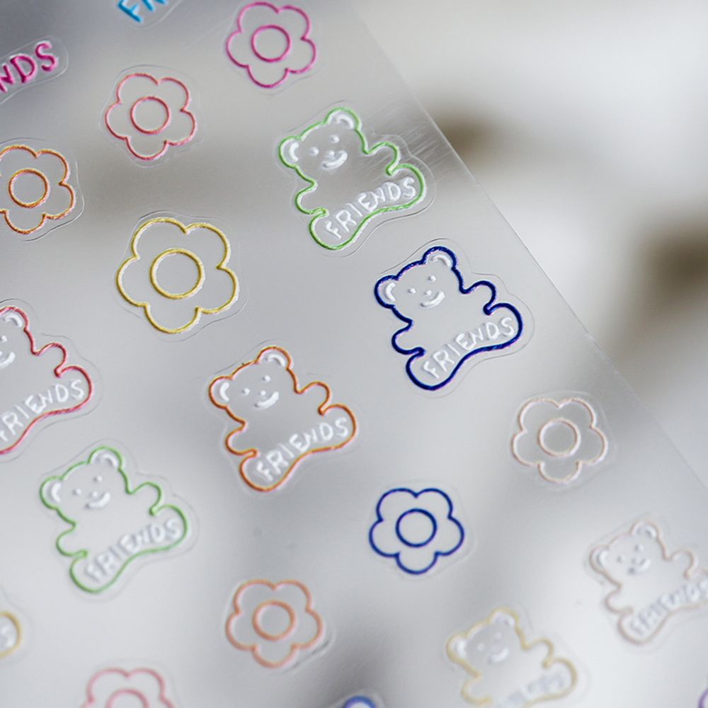 [Hàng mới về] Nhãn Dán Trang Trí Móng Tay Siêu Mỏng Họa Tiết Hoa / Gấu Dễ Thương Diy