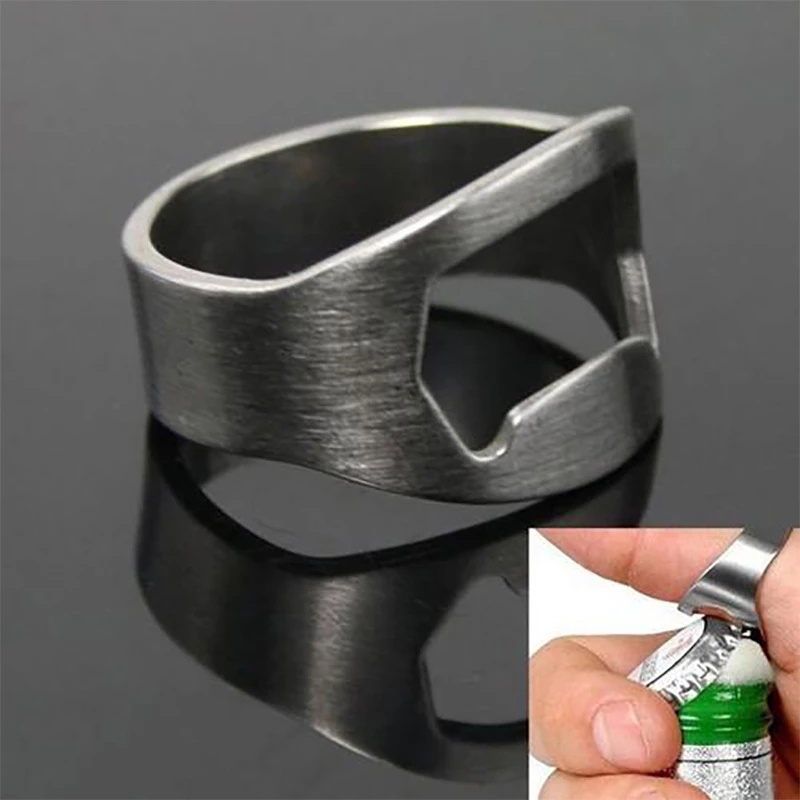 Dụng cụ mở nắp chai bia bằng inox đeo ngón tay tiện lợi