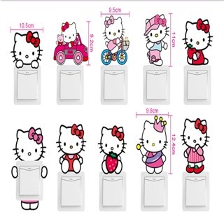 Decal dán công tắc ĐÈN - hình Hello Kitty và Doreamon
