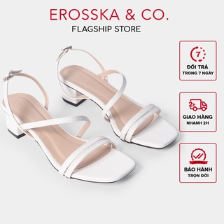 Erosska - giày sandal cao gót erosska 2022 mũi vuông phối dây mảnh cao 3cm_ eb031