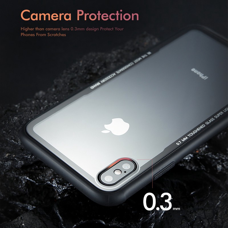 iPhone 11 Pro XS MAX 6 7 8 plus X XR SE2 2020 TPU + Kính cường lực Ốp lưng trong suốt sành điệu Vỏ điện thoại trong suốt