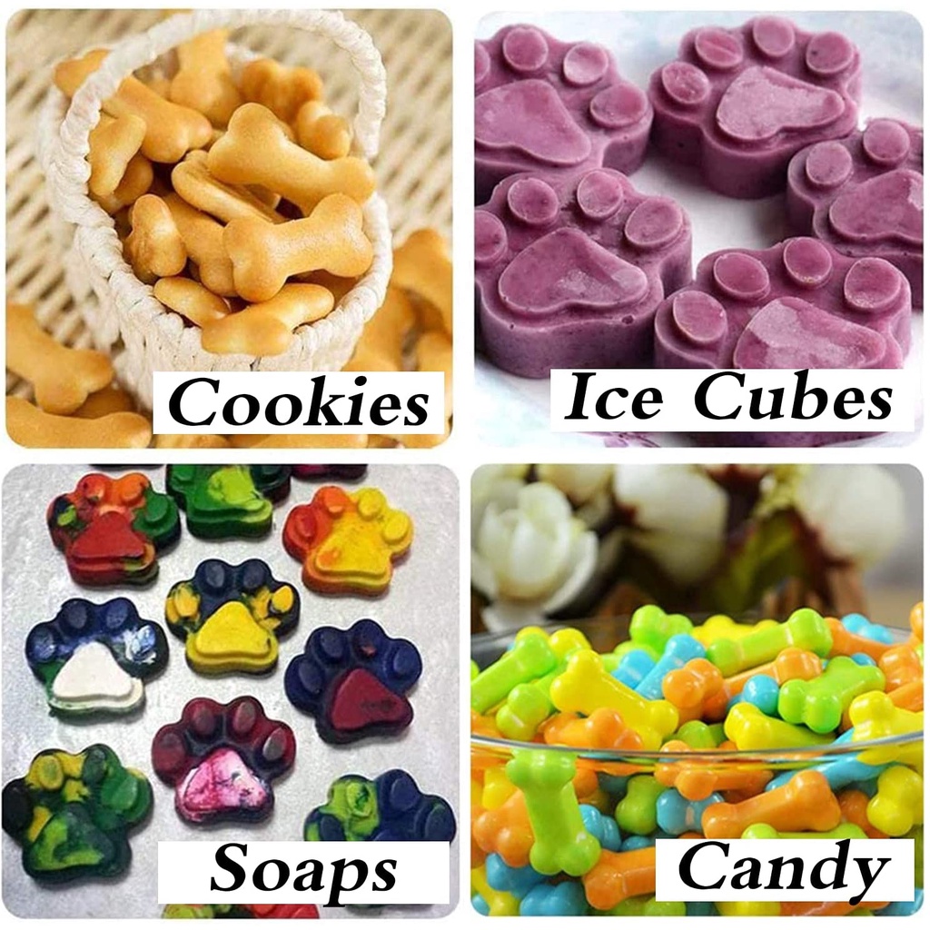 Khuôn Làm Bánh Kẹo ANAEAT Bằng Silicon Hình Bàn Chân Cún 3D 8 Ngăn Tái Sử Dụng Được Tiện Lợi