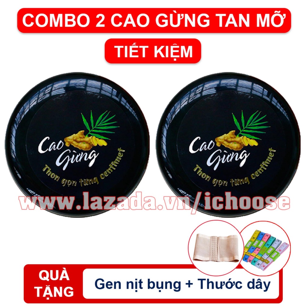 Combo 2 Kem tan mỡ Cao Gừng THIÊN NHIÊN VIỆT,Mẫu Mới,Tặng Gen nịt bụng + Thước dây