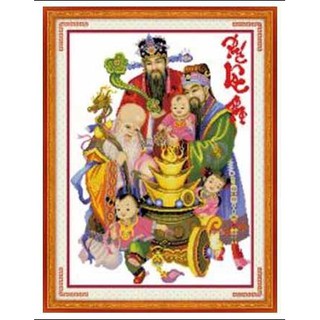 Tranh Thêu Chữ Thập Phúc Lộc Thọ 222864 (Khách tự thêu) KT:54x72cm
