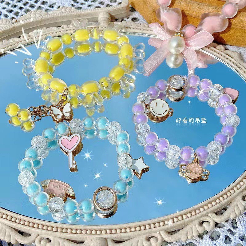 [Bracelet] Vòng tay chuỗi hạt nữ tính lấp lánh có charm lấp lánh dễ thương xinh xắn cho bé gái, bạn nữ