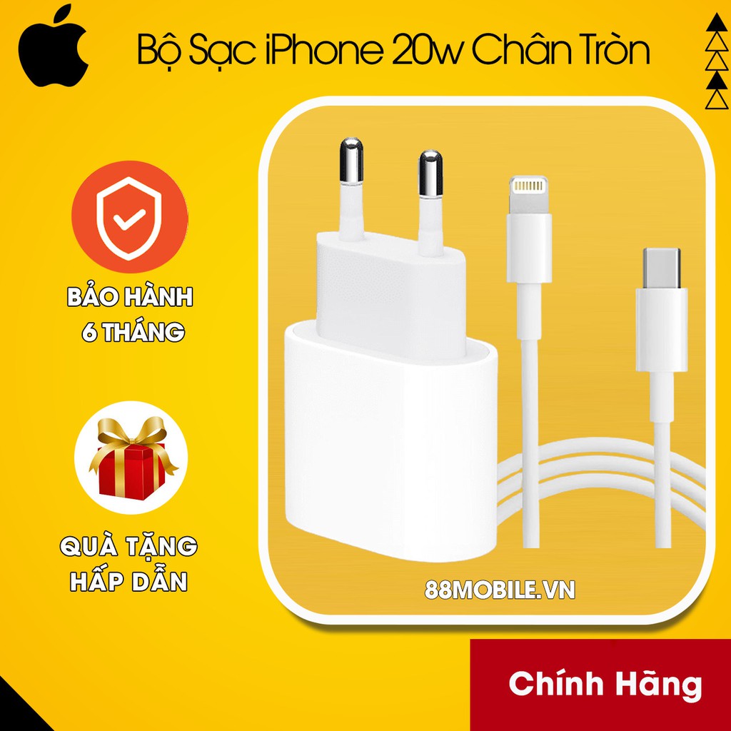 Sạc Nhanh iPhone PD 20W Chân Tròn Sạc Nhanh cho các dòng iPhone, iPad Sạc 30 Phút lên 50% Pin. 88Mobile