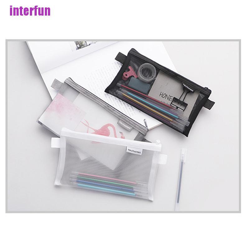 Túi Lưới Đựng Bút Trong Suốt Cỡ Lớn Có Khóa Kéo Tiện Lợi