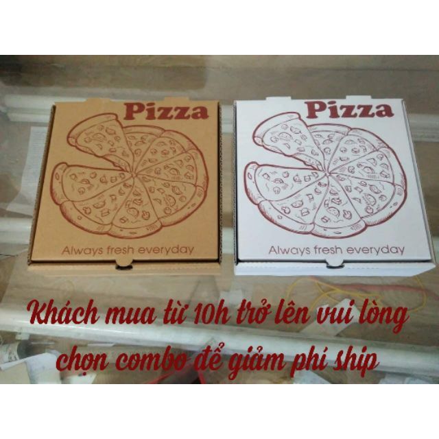 Hộp pizza nâu đại trà size 16, 19, 23, 25,27,31