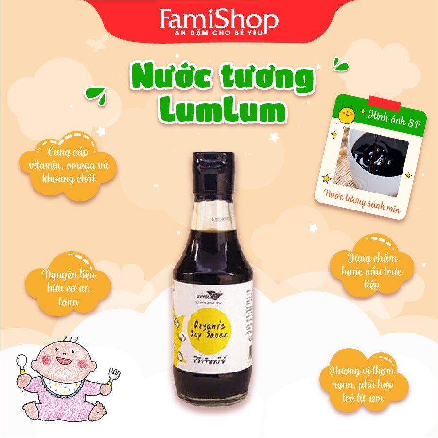 FamiShop Nước tương đậu nành hữu cơ LumLum Thái Lan 200ml