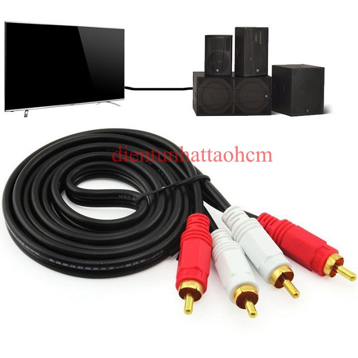 DÂY CÁP AV/RCA 2 ĐẦU HOA SEN ĐỰC RA 2 ĐẦU HOA SEN ĐỰC DÀI 1.5M