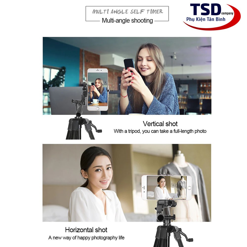 Combo Tripod 3 Chân 3366 Cho Điện Thoại, Máy Ảnh Tặng Kèm Remote & Kẹp | BigBuy360 - bigbuy360.vn