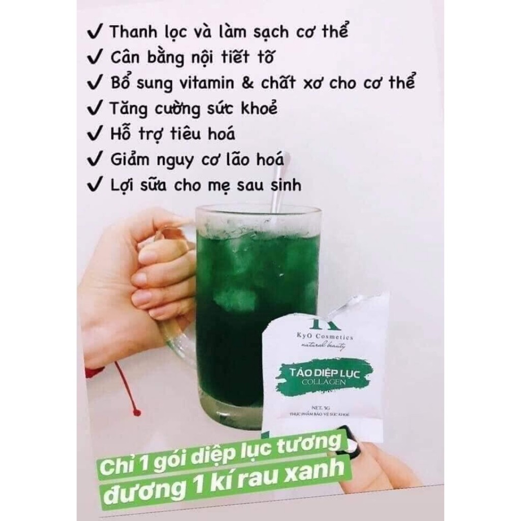 Tảo diệp lục collagen chính hãng, Hết mụn, nám, tàn nhang,30goi