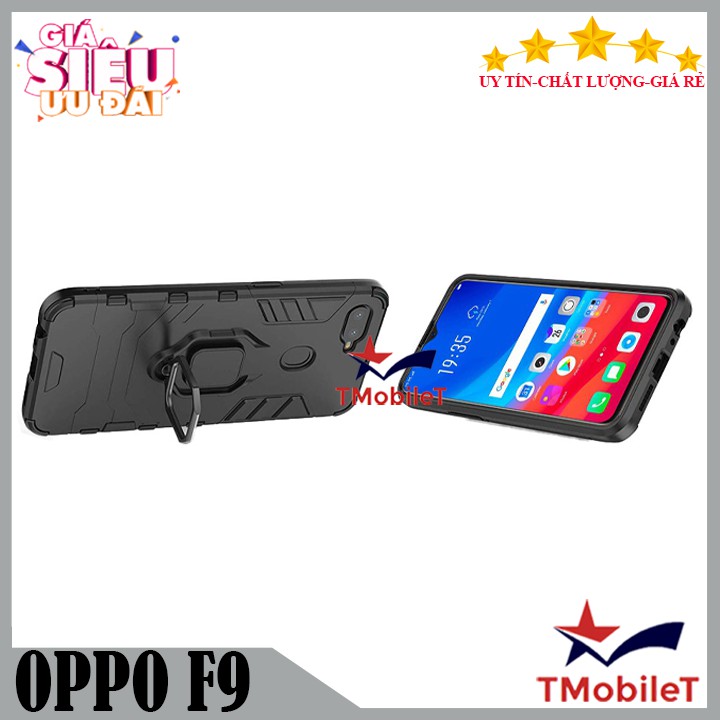 Ốp lưng OPPO F9 iRon Man, Ốp Nhựa PC cứng viền dẻo chống sốc gắn nhẫn Iring hổ trợ xem video