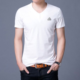 Áo thun nam ngắn tay cổ tim body khaviman kv31