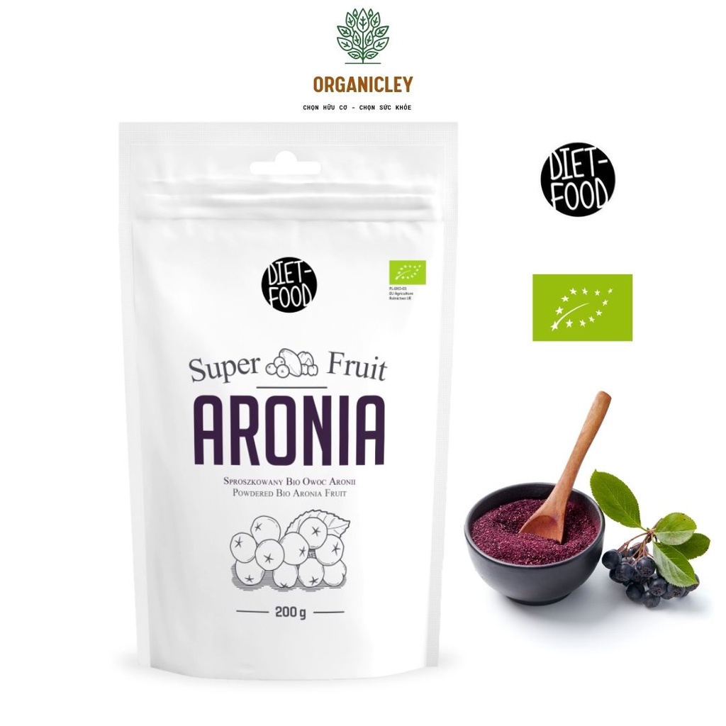 Bột Quả Aronia Hữu Cơ Diet Food Organic Aronia Powder 200g - Organicley