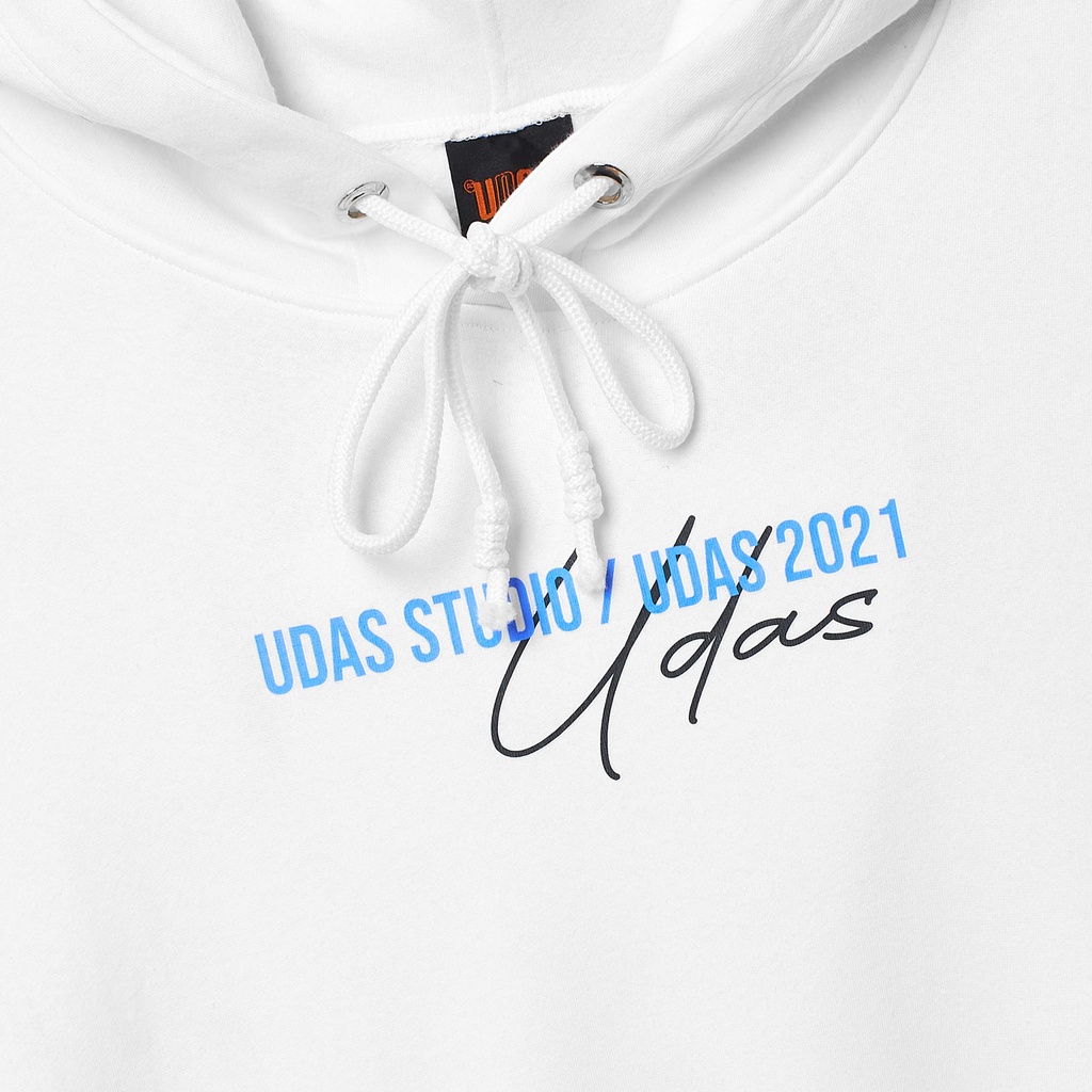 Áo khoác hoodie nỉ UDAS 100% cotton unisex dành cho nam và nữ có mũ form rộng - Trắng | BigBuy360 - bigbuy360.vn
