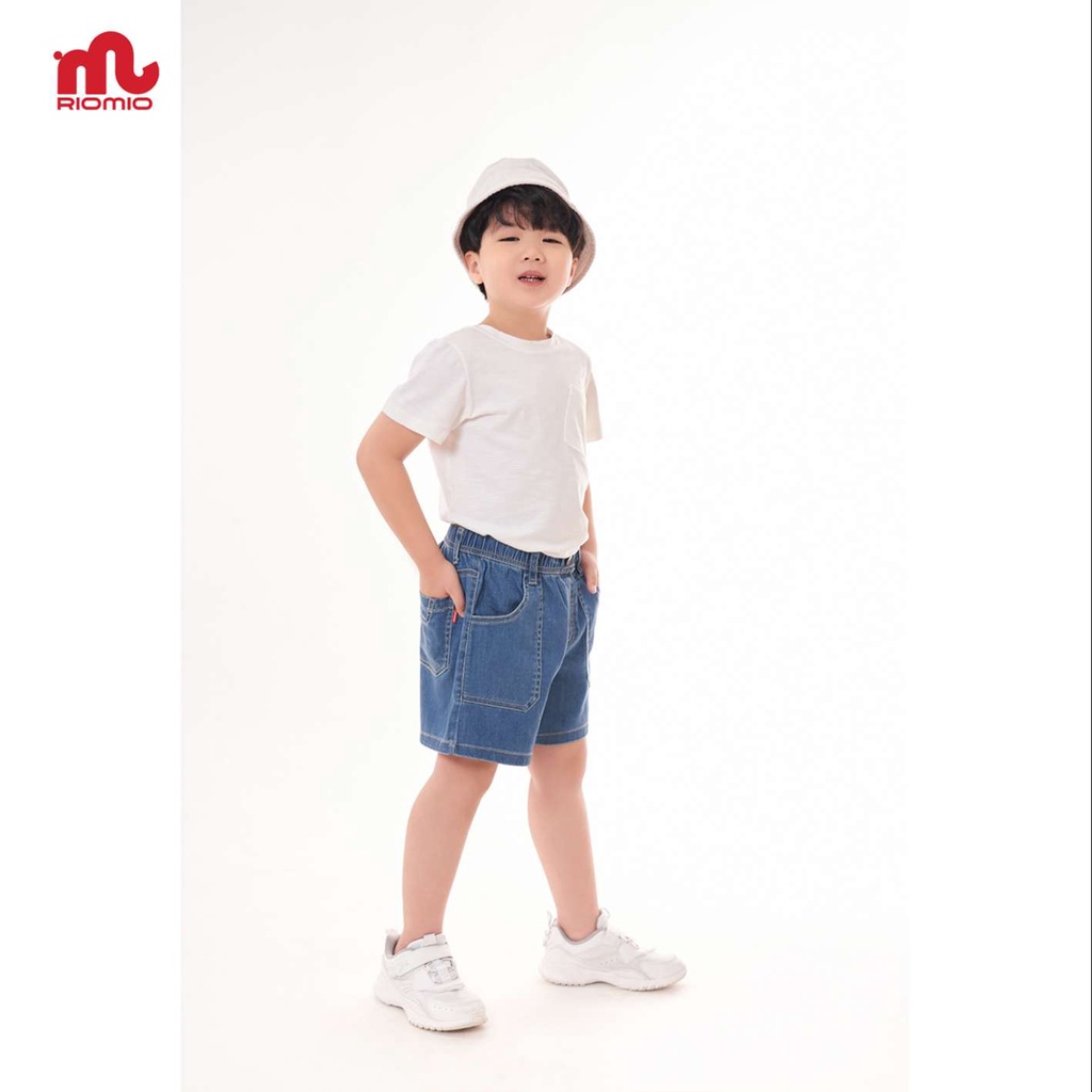 Quần short jean cho bé trai 3-11 tuổi (15-40kg) RIOMIO sooc bò ống rộng cạp chun 100% cotton - RM220