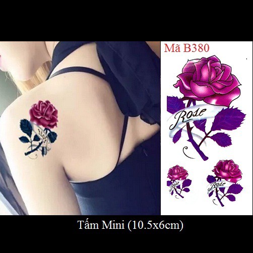 Xăm dán Tattoo hoa hồng B380