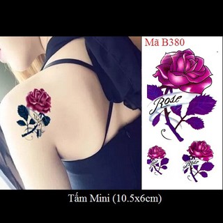 Xăm dán Tattoo hoa hồng B380