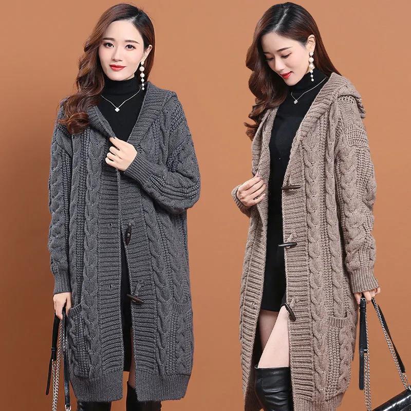 Áo Khoác Cardigan Dệt Kim Có Mũ Trùm Đầu Mẫu Mới Mùa Xuân Và Mùa Thu Áo Len Xoắn Rộng Rãi Mặc Bên Ngoài