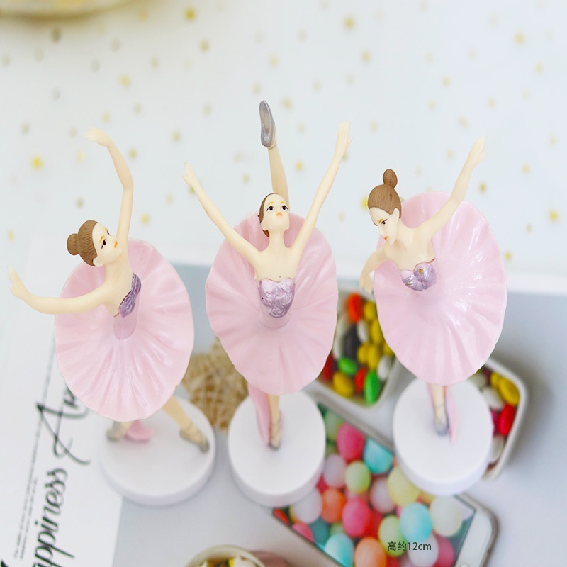 Phụ kiện trang trí bánh kem  Set 3 Cô gái múa bale nhựa đẹp