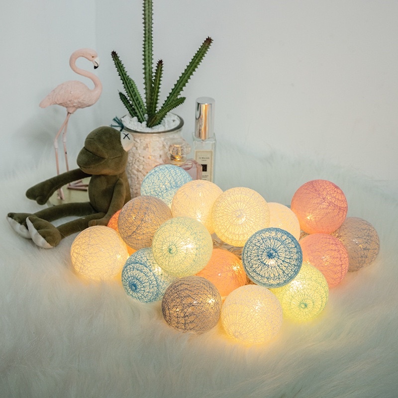 Dây đèn LED 3m 20 bóng cotton dùng trang trí tiệc đủ màu
