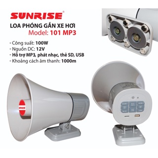 Loa Phóng Thanh Gắn Xe Hơi Sunrise 101 MP3 Âm Thanh To Cao Cấp