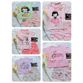 Đồ bộ xuất hàn cho bé gái chất cotton size nhí {7-15kg} CÔNG CHÚA, Bộ cộc tay xuất hàn cotton cho bé size nhi 7-15kg