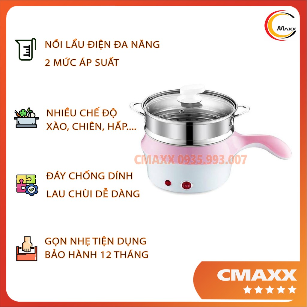 NỒI LẨU ĐIỆN MINI ĐA NĂNG, NỒI NẤU THỨC ĂN NHANH NẤU MỲ – GIA DỤNG CMAXX