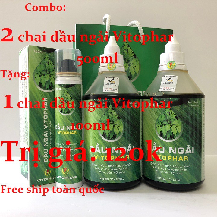 COMBO 2 chai 500ml Tinh dầu ngải cứu Vitophar +1 chai 100ml tinh dầu ngải cứu Vitophar