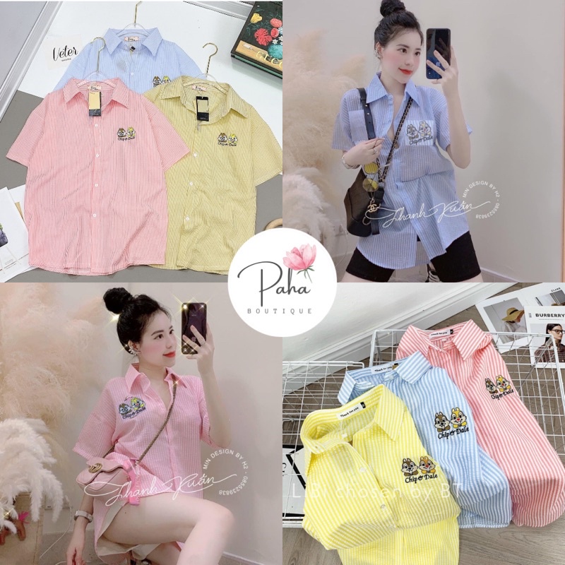 Áo sơ mi kẻ sốp thêu thỏ chíp cực xinh ( Ảnh do shop chụp ) - PaHa Shop