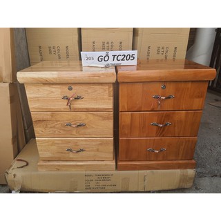 Tủ đầu giường 3 ngăn GỖ CAO SU 100% - NỘI THẤT TC205
