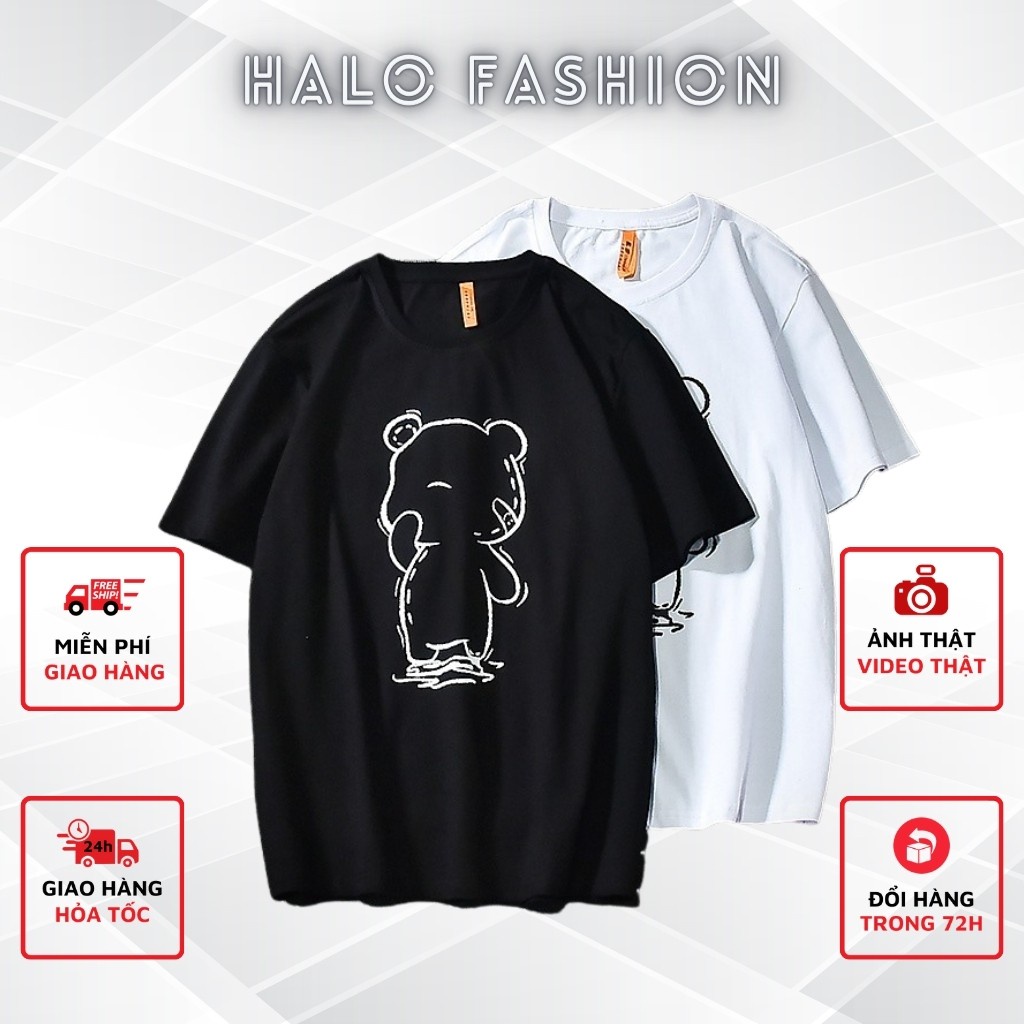 Áo thun gấu cute tay lỡ form rộng unisex - Áo phông phong cách hàn quốc freesize - HLFS02 - Hàng nhập khẩu