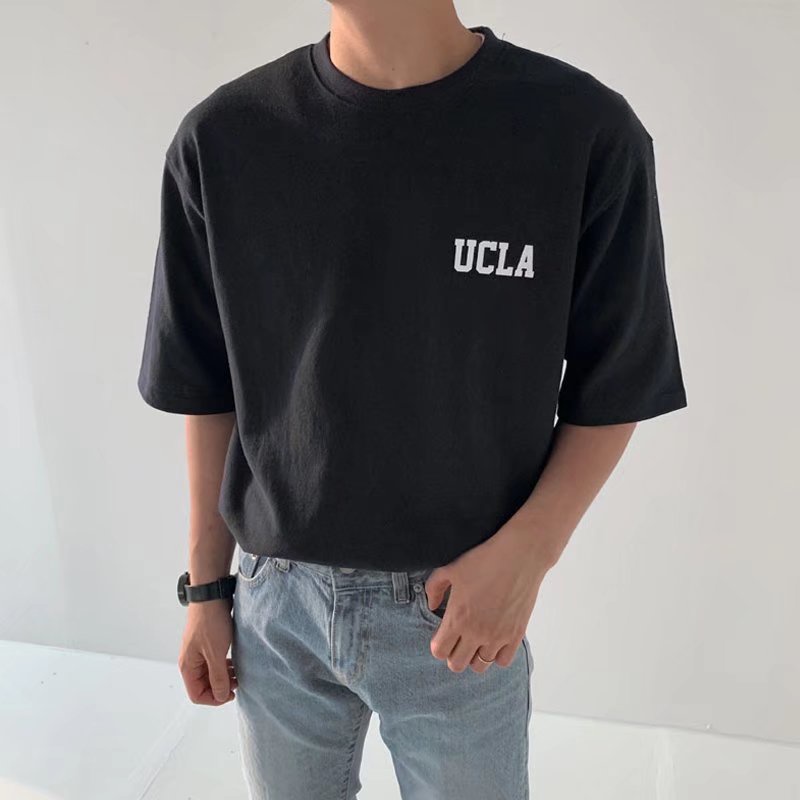 Áo Thun Tay Ngắn Dáng Rộng Cổ Tròn In Chữ Thời Trang Mùa Hè Cho Nam Và Nữ