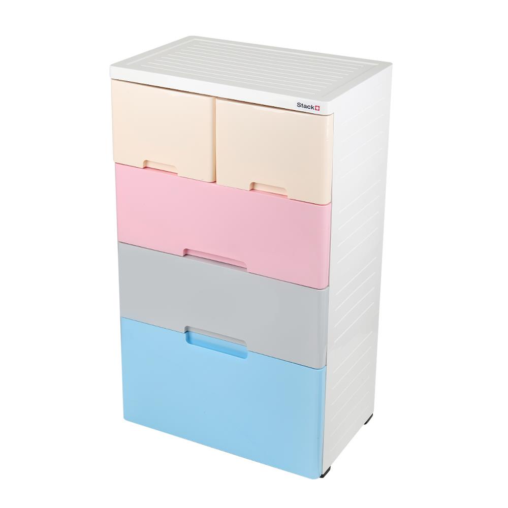 HomeBase STACKO Tủ đựng đồ 4 ngăn bằng nhựa có bánh xe Thái Lan A58 58X38X98.5cm nhiều màu