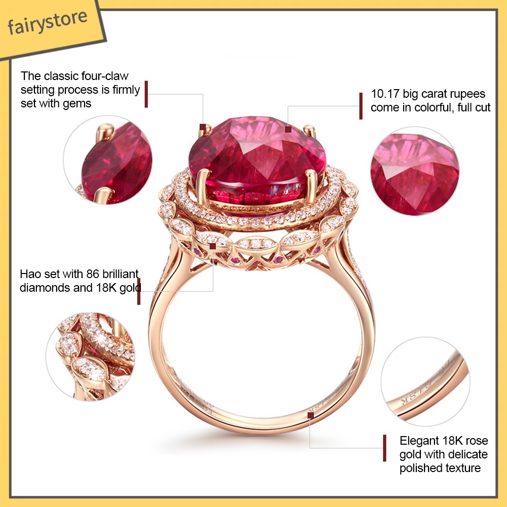 Nhẫn đính đá ruby giả thời trang sang trọng cho nữ