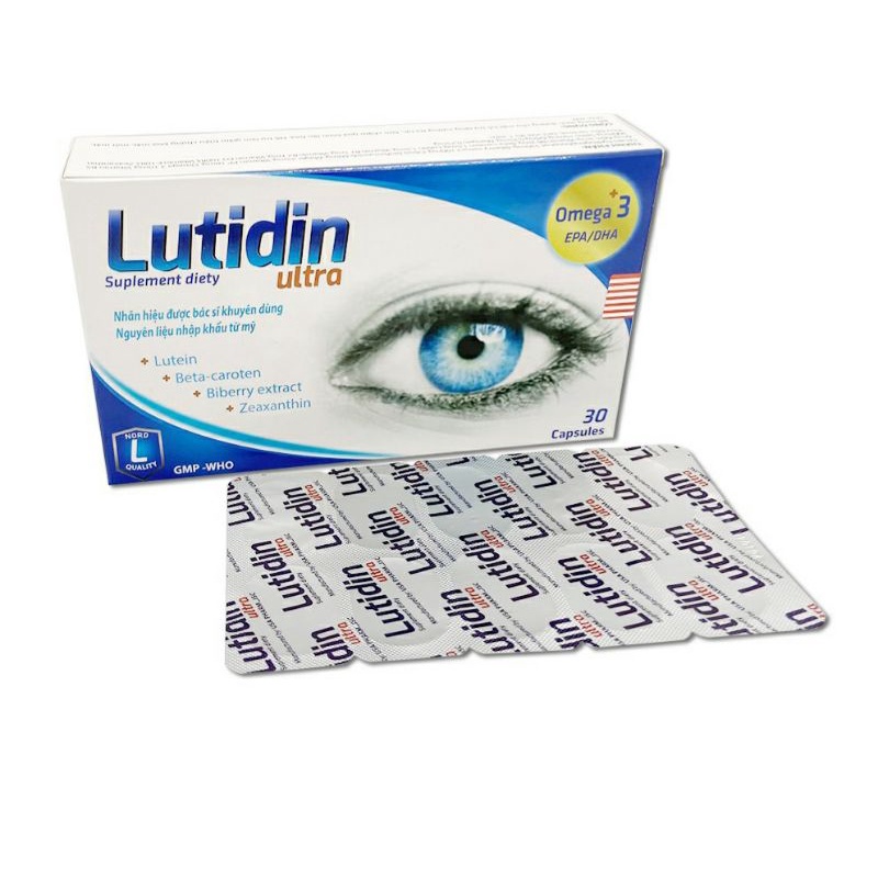 Viên sáng mắt LUTIDIN ULTRA , giúp tăng cường thị lực,giảm khô mắt ,mờ mắt _ Hộp 30 viên