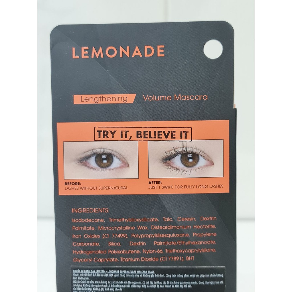 Mascara Chuốt Mi Lemonade Super Natural Màu Đen 7.5g Hàn Quốc