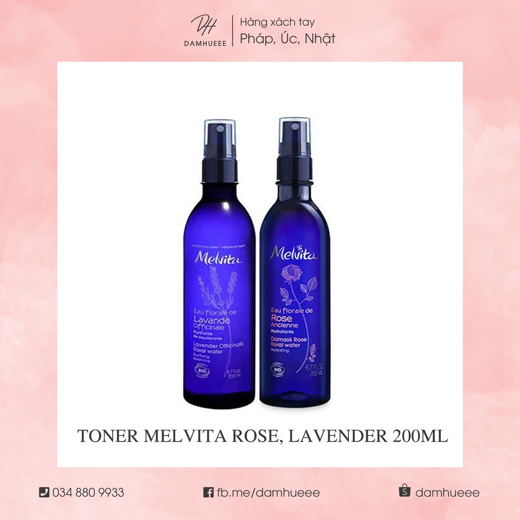 Toner melvita hoa hồng , lavender 200ml