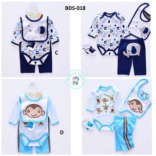 Set Bodysuit cotton tay dài+quần dài+yếm+tất
