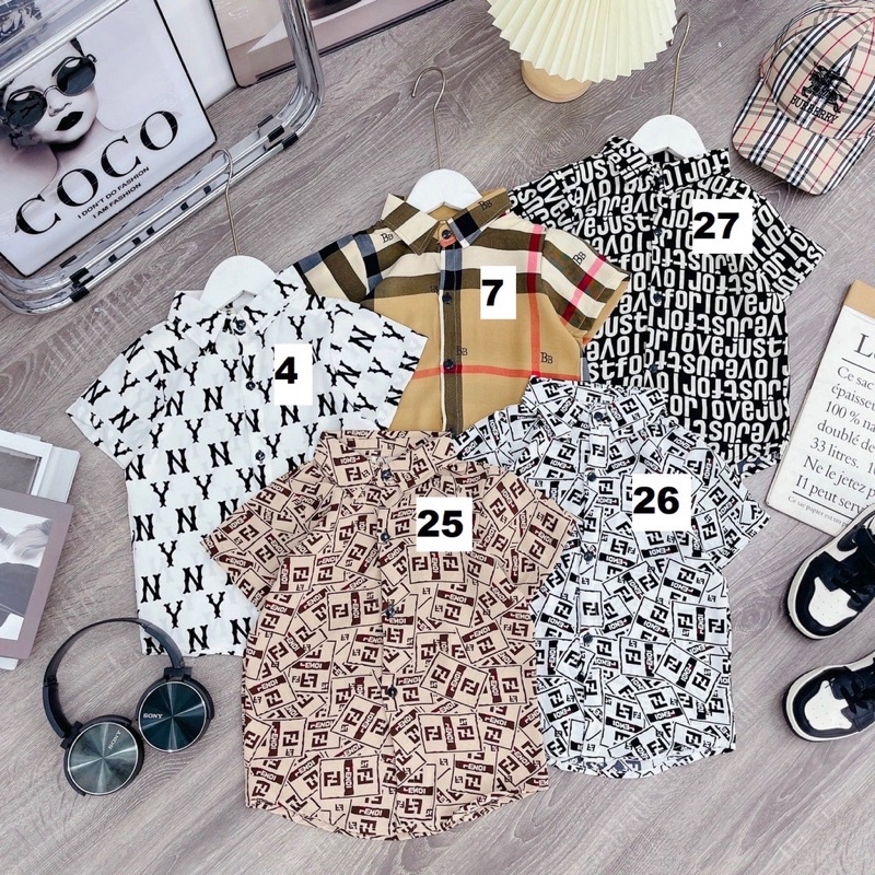 Áo sơ mi lụa tay ngắn bé trai cực cool ngầu size đại