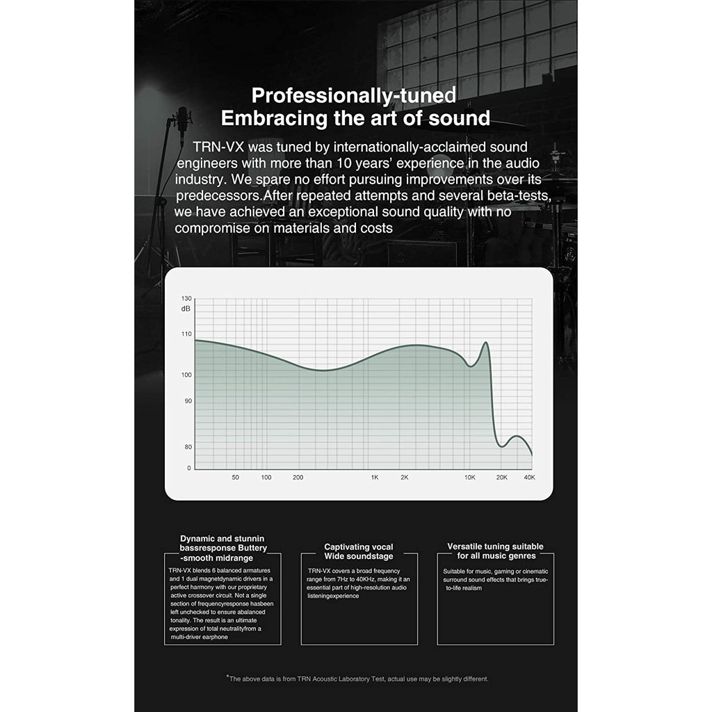[MÃ XUANT100 GIẢM 100K] Tai nghe kiểm âm dạng nhét tai TRN VX - Hàng chính hãng | Vỏ hợp kim Magie, 14 Drivers, Âm thanh