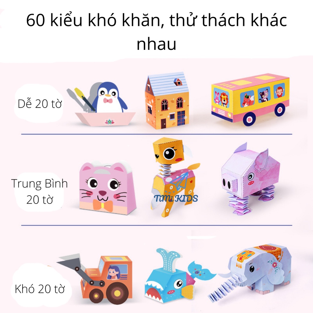 Đồ chơi gấp giấy 3D, xếp giấy nghệ thuật origami 3D giúp bé vừa chơi vừa rèn luyện sự khéo léo và thỏa sức sáng tạo