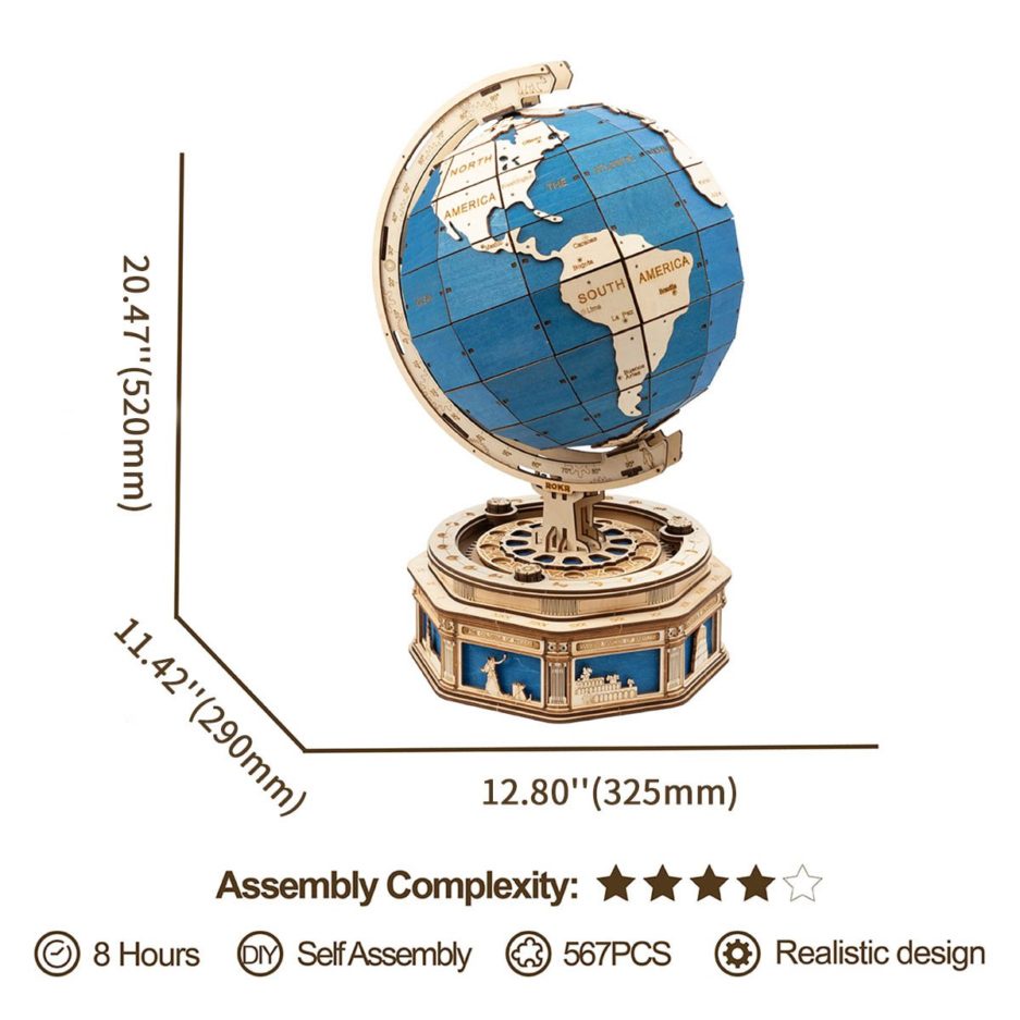 Mô Hình Gỗ 3D Lắp Ráp ROBOTIME ROKR Quả Cầu Xanh Lớn ST002