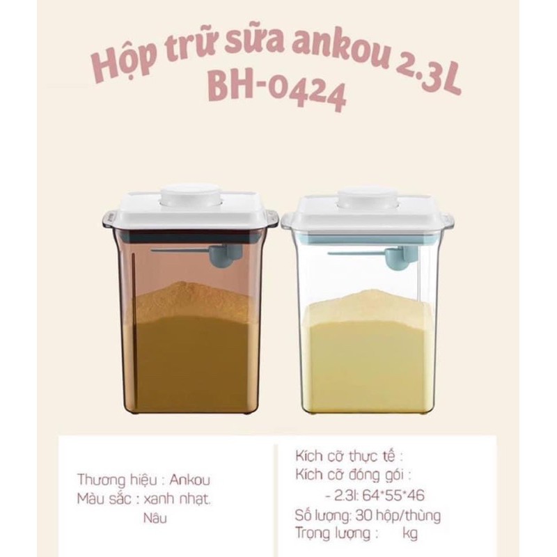 [Sẵn hàng] Hộp trữ sữa bột ANKOU dung tích 2,3L