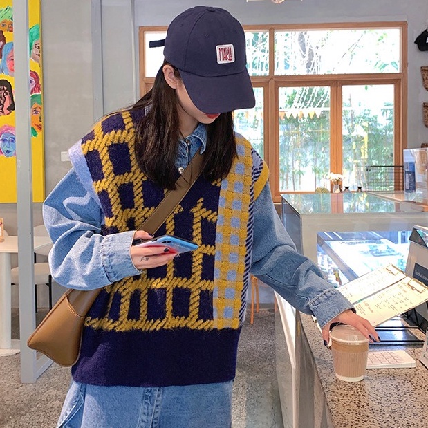 Áo ghi lê SUXI cổ chữ V dáng rộng thời trang mùa thu dành cho nữ