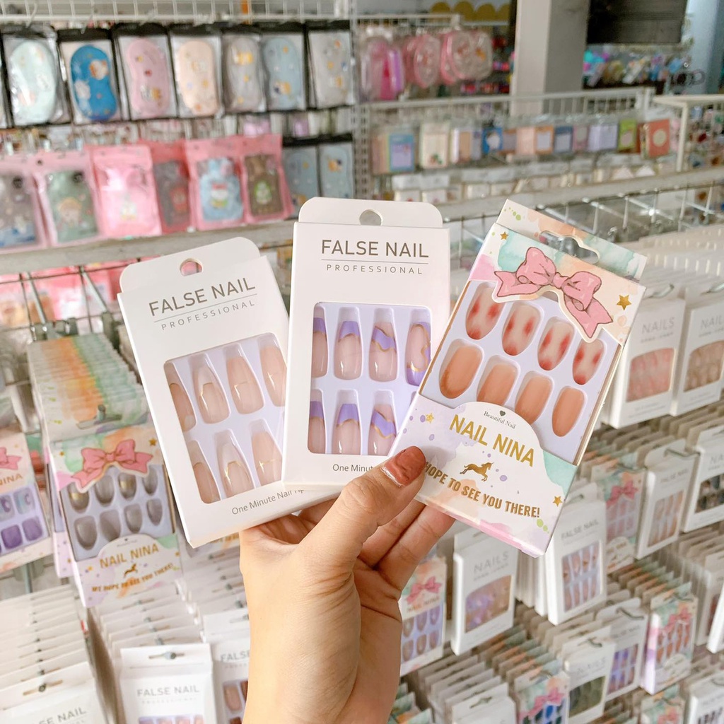 Bộ 24 móng tay giả dài nhiều mẫu thời trang cho nữ Meiisan